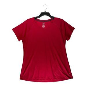 Danskin Now Womens Red V-Neck Active Size XL T-shirt Activewear Loose